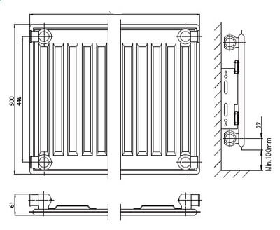 Kermi FKO 10 500х2300 панельный радиатор с боковым подключением