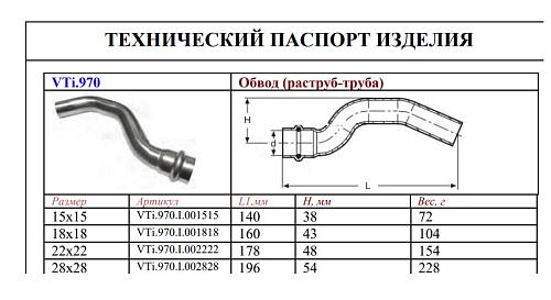 VALTEC 18 х 18 мм Однораструбный пресс-обвод из нержавеющей стали