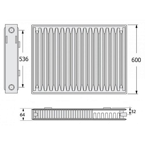 Kermi FKO 12 600x2000 панельный радиатор с боковым подключением