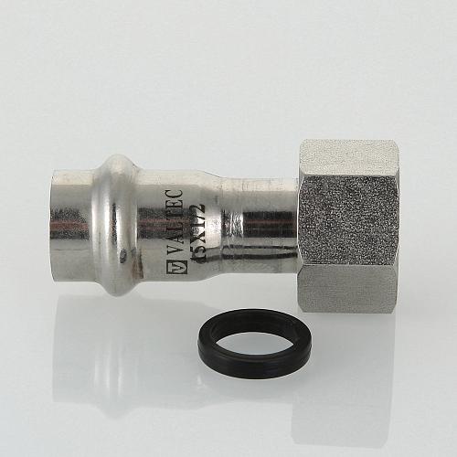 VALTEC 22 мм х 1/2" Пресс-фитинг из нержавеющей стали с накидной гайкой