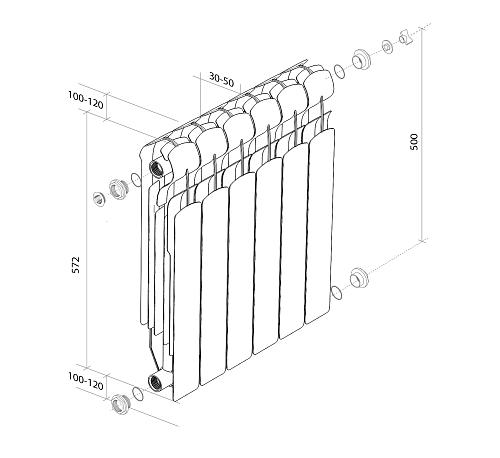 Royal Thermo Indigo Super+ 500/ 4 секции БиМеталлический радиатор 