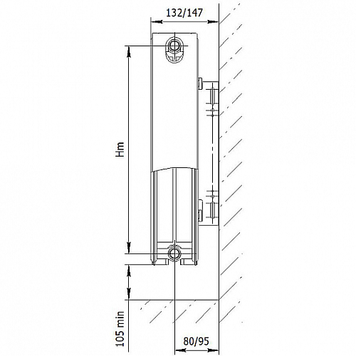 AXIS 22 300x500 Ventil стальной панельный радиатор с нижним подключением