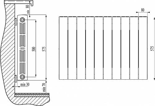 Rifar Supremo 500 - 08 секции антрацит биметаллический секционный радиатор