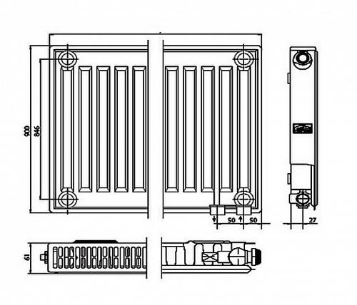 Kermi FTV 11 900x1200 панельный радиатор с нижним подключением