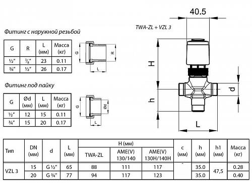 Danfoss VZL 3 DN20 (065Z2086) Клапан регулирующий трехходовой c наружной резьбой Kvs-3,5 м3/ч