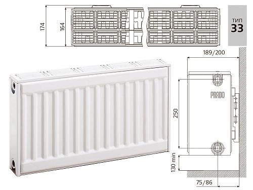 Prado Classic C33 400х800 панельный радиатор с боковым подключением