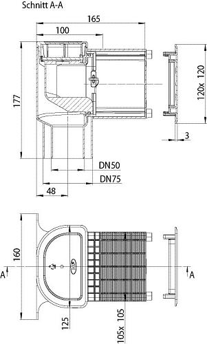 HL 905 Канализационный вакуумный клапан для скрытого монтажа DN 50/75