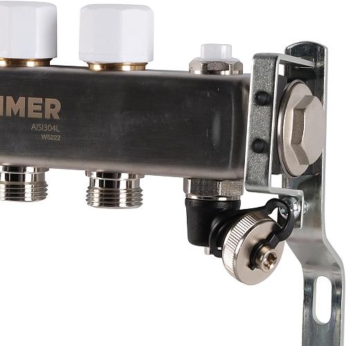 ROMMER Коллектор из нержавеющей стали с расходомерами, с клапаном вып. воздуха и сливом 04 вых.
