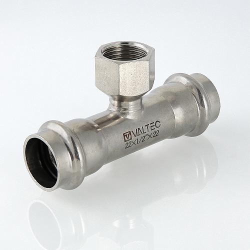 VALTEC 54 мм х 1/2" Пресс-тройник из нержавеющей стали с внутренней резьбой