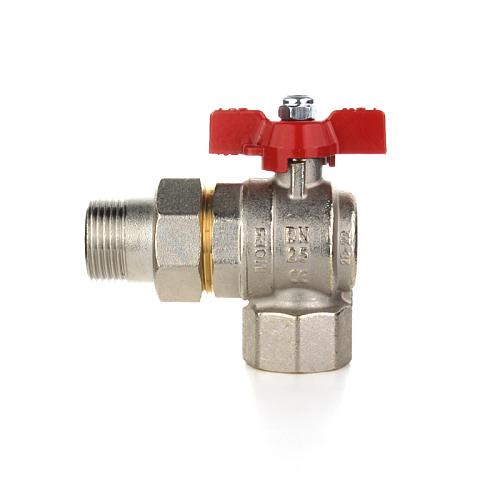 Elsen Кран шаровой, угловой, 1", НВ, ручка - бабочка, с накидной гайкой