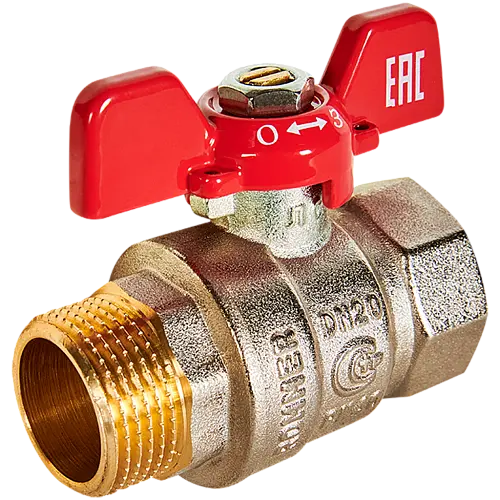 ROMMER Кран шаровой, ВР/НР, ручка бабочка 3/4"