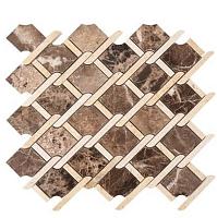 Colori Viva Emperador CV20141 Mos.Victorian Polished Dark Emperador+ Crema Marfil 38,4x32,2 см Мозаика
