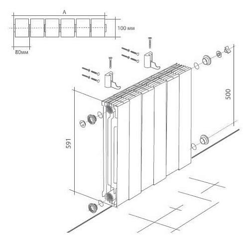 Royal Thermo Piano Forte 500 Silver Satin 3 секции БиМеталлический радиатор