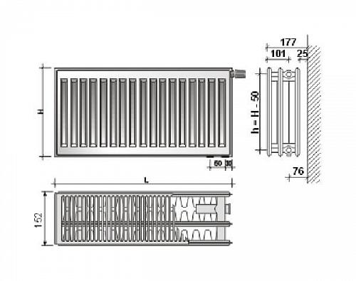 Purmo Compact С33 900x1400 стальной панельный радиатор с боковым подключением