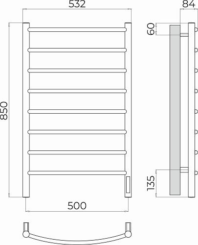 Terminus Классик П8 500х850 Электрический полотенцесушитель