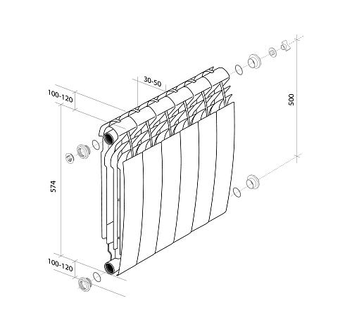 Royal Thermo Biliner 500 Bianco Traffico 12 секции БиМеталлический радиатор