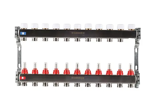 ROMMER Коллектор из нержавеющей стали с расходомерами 11 вых.