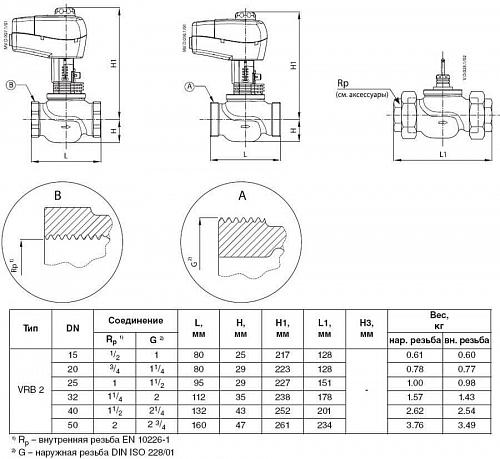 Danfoss VRB 2 DN15 (065Z0171) Клапан регулирующий с наружной резьбой Kvs-0,63 м3/ч