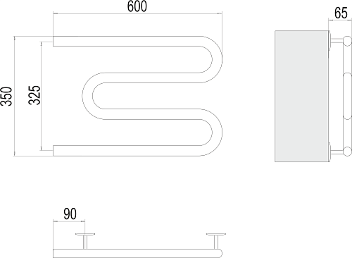Terminus 25 М-образный 600x350 Электрический полотенцесушитель 