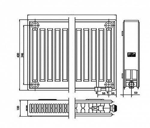 Kermi FTV 22 400x3000 панельный радиатор с нижним подключением