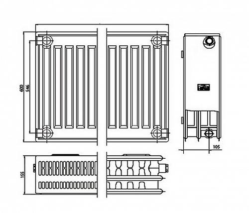 Kermi FKO 33 600х3000 панельный радиатор с боковым подключением
