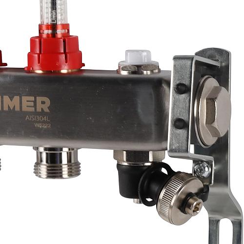 ROMMER Коллектор из нержавеющей стали с расходомерами, с клапаном вып. воздуха и сливом 03 вых.
