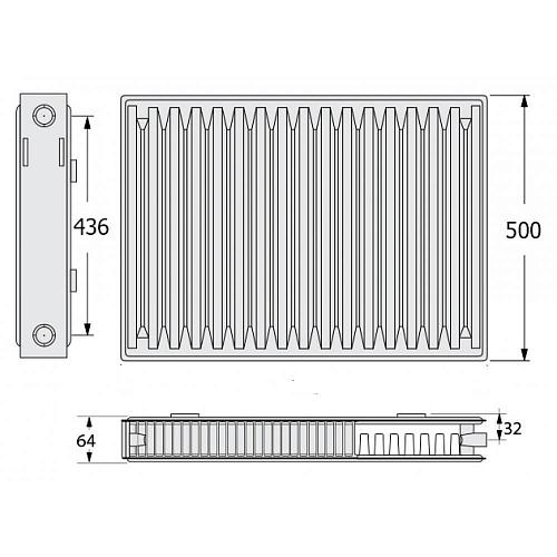 Kermi FKO 12 500x1600 панельный радиатор с боковым подключением