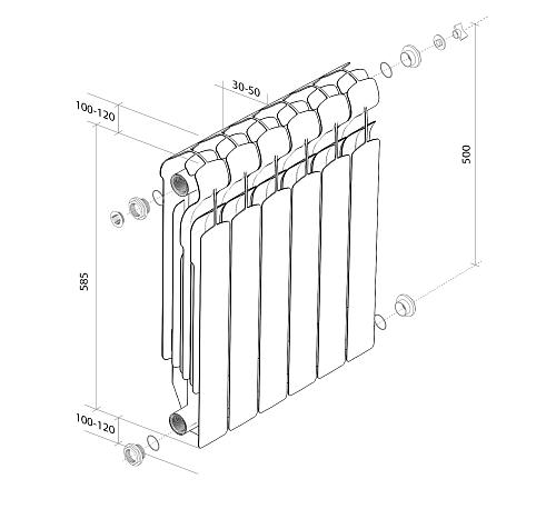 Royal Thermo Indigo 500 2.0 08 секции Алюминиевый радиатор