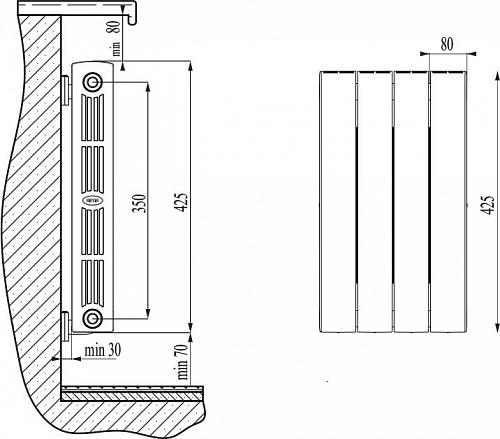 Rifar Supremo 350- 12 секции биметаллический секционный радиатор