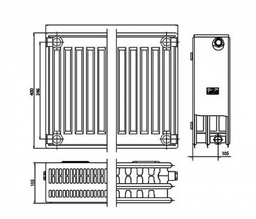 Kermi FKО 33 400х1000 панельный радиатор с боковым подключением