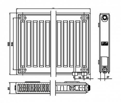 Kermi FTV 12 900x2300 панельный радиатор с нижним подключением