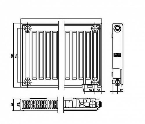 Kermi FTV 11 500x1200 панельный радиатор с нижним подключением