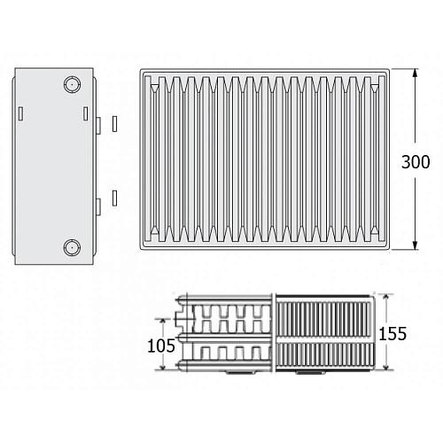 Kermi FKО 33 300х2300 панельный радиатор с боковым подключением