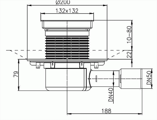 HL 510NPr-3020 Трап с сухим сифоном с надставным элементом HL3020 горизонтальный выпуск DN40/50