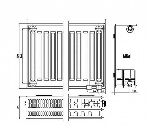 Kermi FTV 33 400х2000 панельный радиатор с нижним подключением
